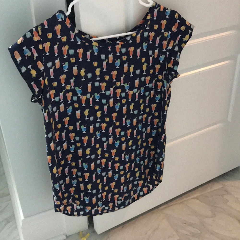 Joie silk cap sleeve tee, cocktail pattern